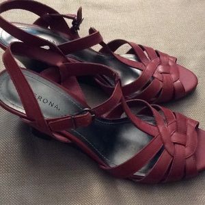 Beautiful Brick Red Wedge Sandals